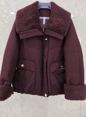 专柜正品90521时尚气质翻毛领显瘦时尚设计短款棉衣2025冬新款女B