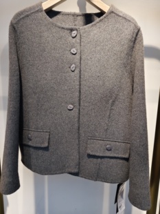 专柜正品B2523原创设计洋气无领百搭短款双面羊绒大衣2025新冬女