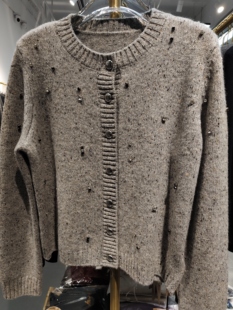 显瘦针织羊毛开衫 专柜正品 1圆领钉珠百搭时尚 5282 2025秋冬女 KZR