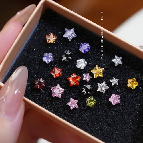 星星和樱花s925纯银耳钉