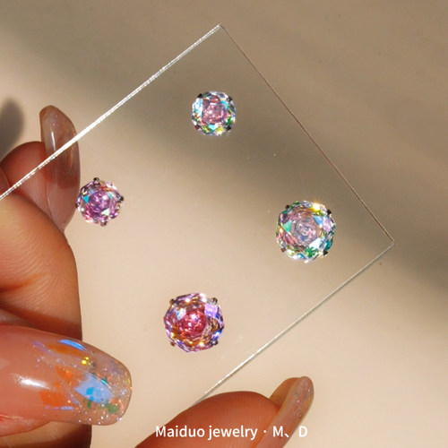 S999玫瑰庄园千禧八边切爆闪耳钉