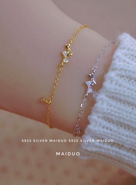 镶钻手链蝴蝶结纯银甜美女