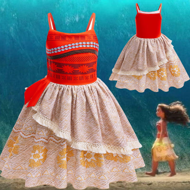 莫阿娜公主裙女童生日露背沙滩装