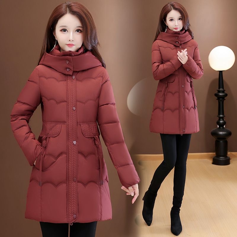 中长款棉服2025新款显瘦时尚妈妈棉服外套帽子可拆洋气时尚潮流袄