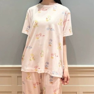 睡衣套装 软绵绵新女士柔软可爱甜美马里奥卡通圆领短裤 家居服