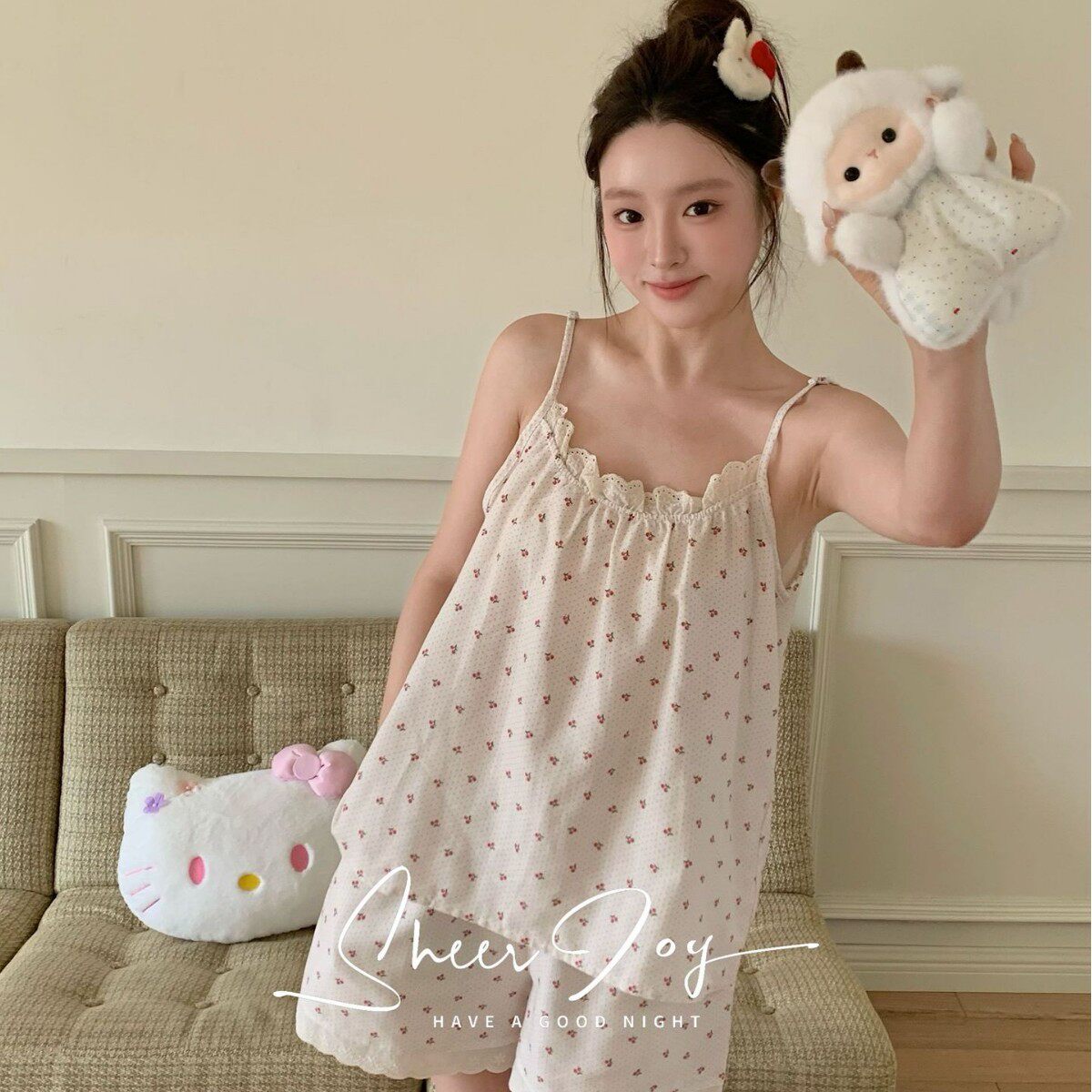 2026新款纱布清禾睡衣女吊带短裤甜美公主风家居服两件套装