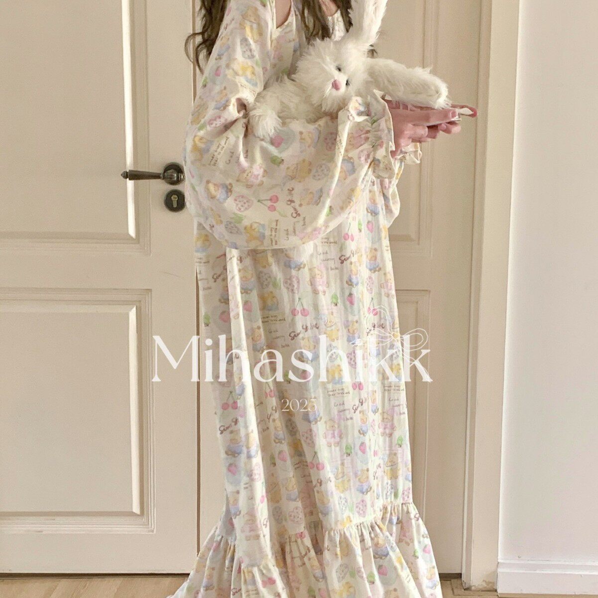 Mihashikk奶呼呼动物乐园纯棉双层纱布镂空慵懒舒适长睡裙居家裙,女士内衣/男士内衣/家居服,睡袍/浴袍,淘宝优惠券,粉丝福利购,淘宝优惠卷