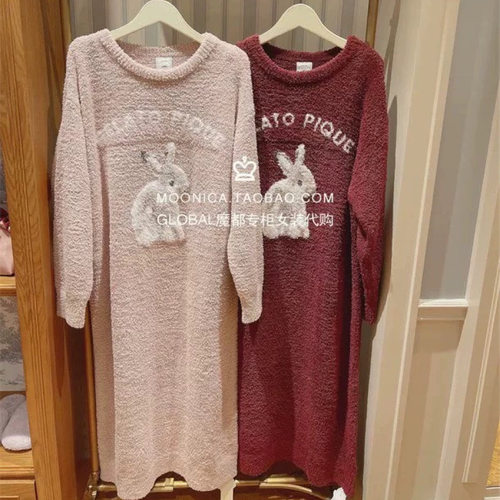 gp可爱新品本命年可爱小兔子洋气红睡裙长裙家居服睡衣