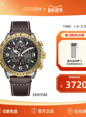 西铁城旗舰店官网正品PROMASTER商务休闲光动能电波男士表JY8086