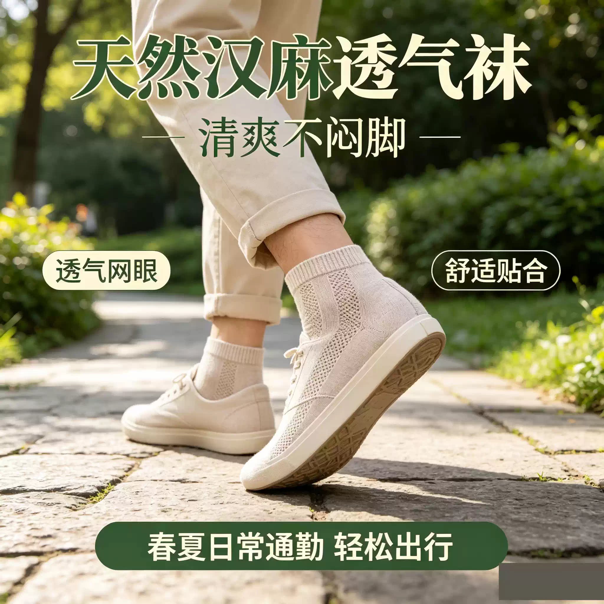 夏季天然汉麻抗菌防臭透气袜