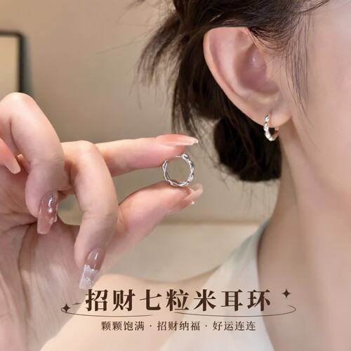 【旺财戴它】真实有效招财转运七粒米耳环七星护佑聚财耳饰横财进
