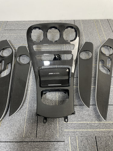 适用于奔驰W205. C200LC260L GLC内饰改装中控面板门板真碳纤维