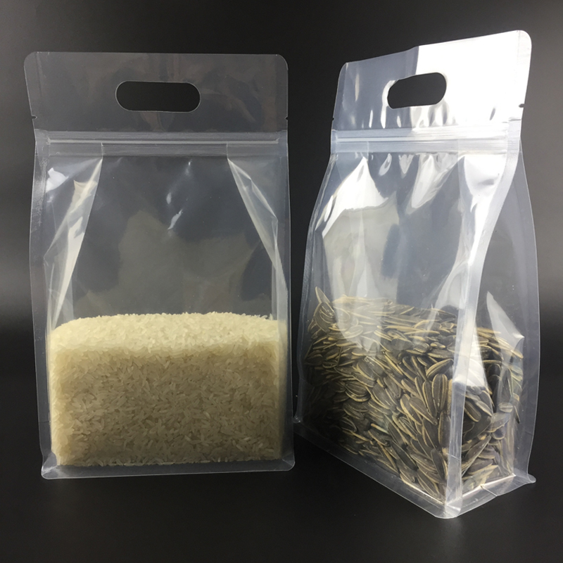 八边封透明手提包装袋5斤大米塑料袋小米面粉食品拉链自封袋定制