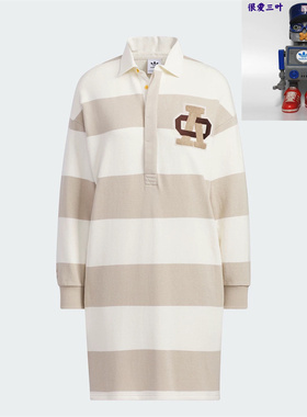 Adidas/阿迪达斯女子三叶草DRESS运动长袖翻领连衣裙 IN1063