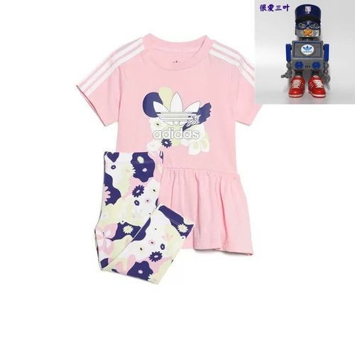 Adidas/阿迪达斯儿童FLOWER PRINT DRESS运动短袖套装 HC1966