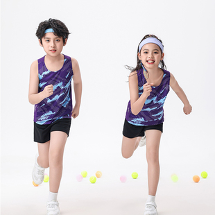 儿童田径服套装小学生青少年体育训练服比赛队服运动背心三分裤夏