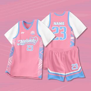 篮球服女套装定制假两件球衣运动比赛队服女生短袖t恤班服印字号