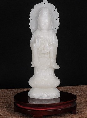 白玉净瓶观音菩萨客厅桌面大摆件