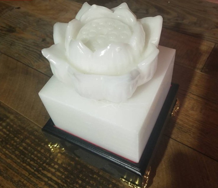 天然玉石汉白玉莲花玉印章客厅办公室风水工艺品摆设底部免费刻字
