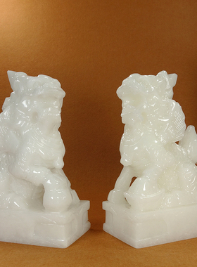 阿富汗白玉麒麟玉石麒麟家居摆件