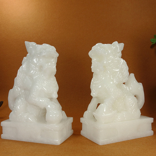 阿富汗白玉麒麟摆件客厅玄关书房家居玉石麒麟开业乔迁礼品装饰摆