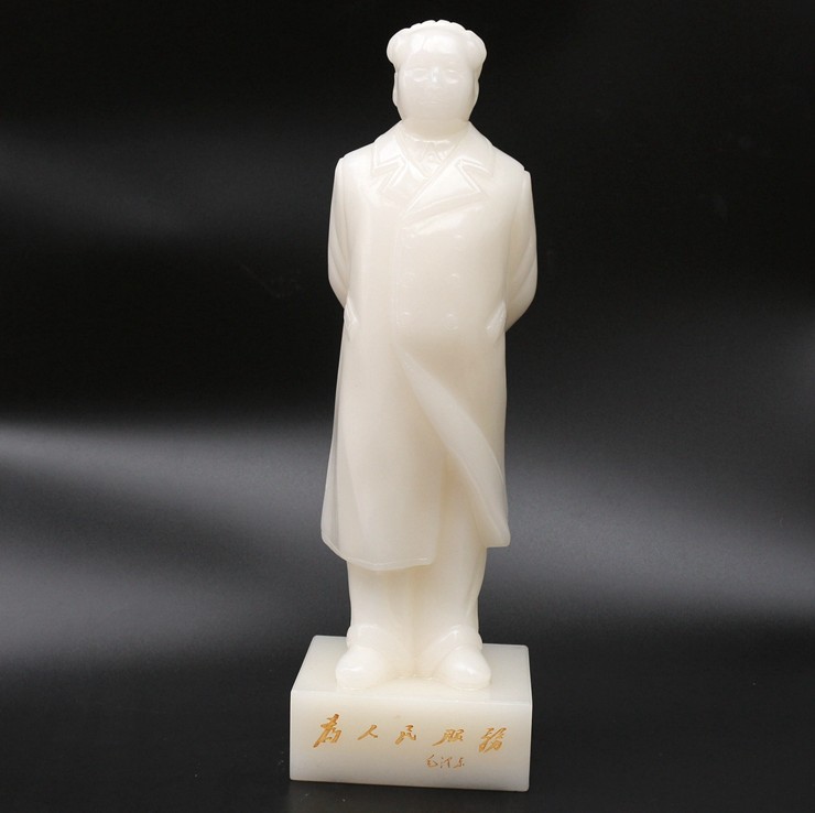 天然汉白玉石雕毛主席像玉摆件 办公室玉摆件用人物像摆件工艺品