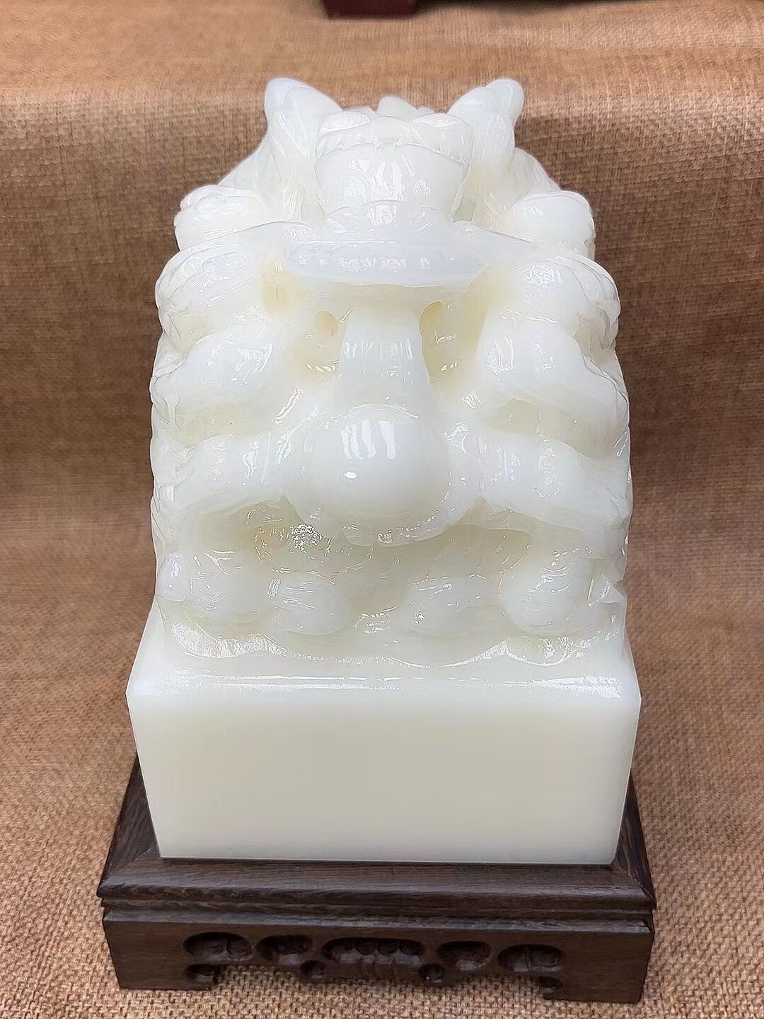 玉石玉九龙印章玉玺办公室桌面家居中式龙头大印装饰工艺礼品摆件