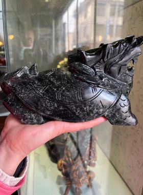 独山玉母子龙龟家居客厅装饰摆件