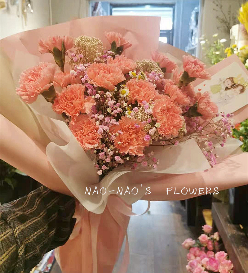 母亲节粉色康乃馨宽甸孤山花束