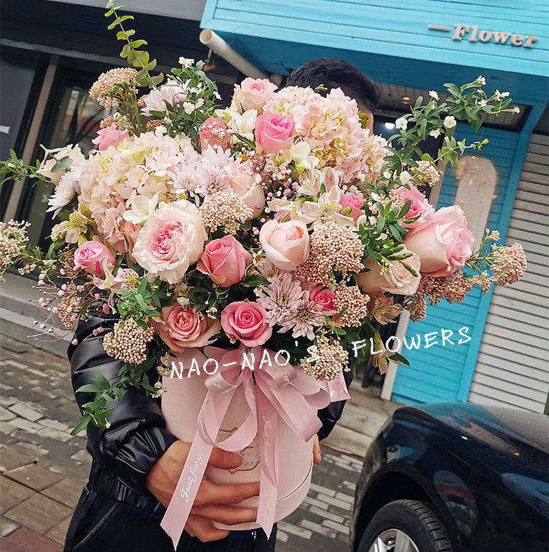 丹东同城鲜花速递生日母亲节玫瑰抱抱桶凤城东港宽甸本地实体花店