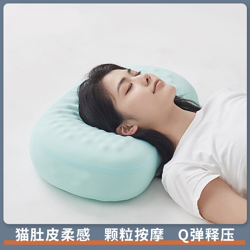 亚马逊新品记忆枕慢回弹猫肚皮护颈枕礼品按摩颗粒枕记忆棉枕