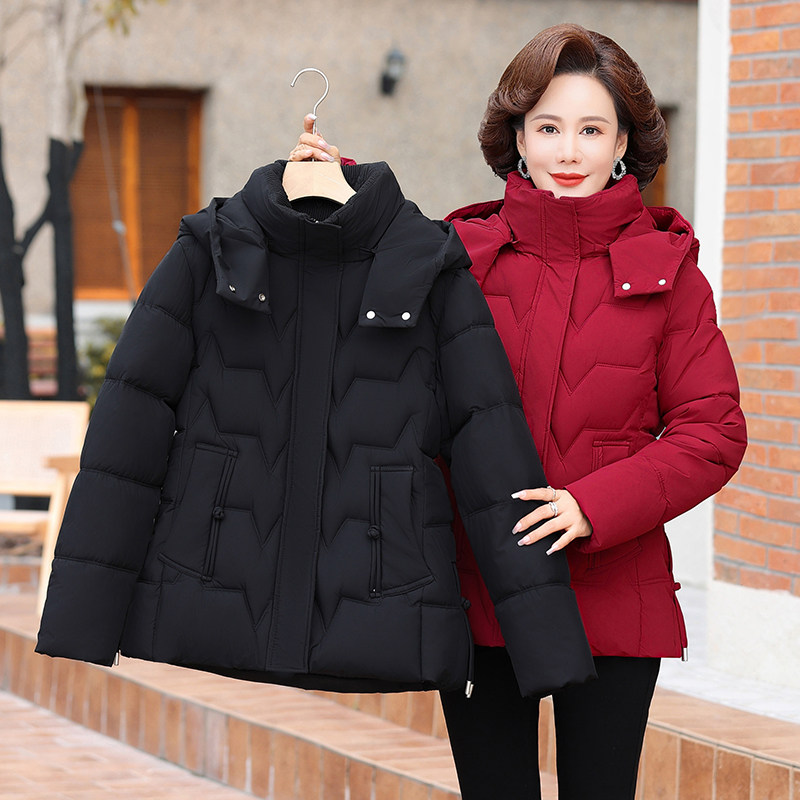 妈妈冬装棉衣女短款中老年女装加肥加大棉服外套40岁50女士小棉袄