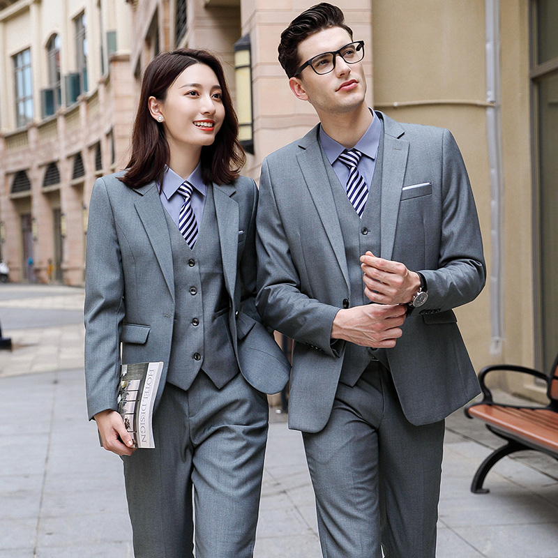 男女同款商务灰色西服职业正装
