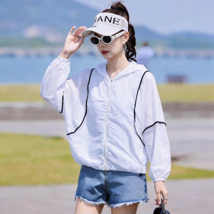 夏季薄款连帽防晒衣女新款韩版外穿宽松长袖透气大码上衣防晒衣服