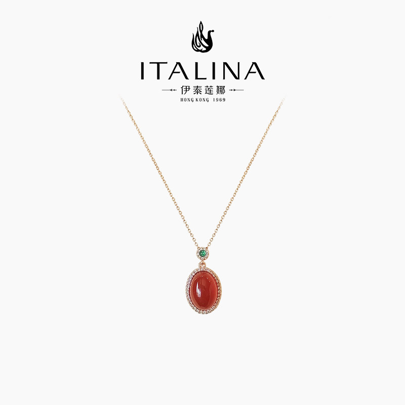 伊泰莲娜项链女风新年款新中式红玛瑙国锁骨链小众高级感轻奢项链