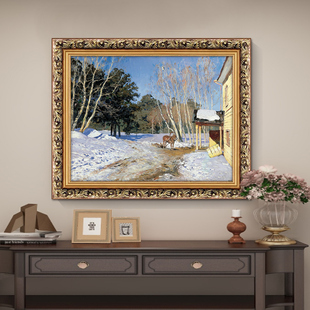 列维坦油画俄罗斯装饰画世界名画客厅餐厅卧室挂画小众艺术风景画