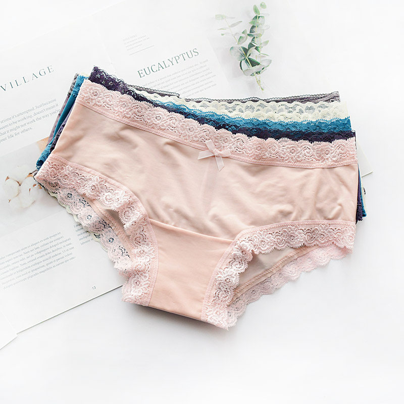 超滑性感VS纯色牛奶丝简约冰丝无痕蕾丝低腰内裤女三角裤全棉裆部,女士内衣/男士内衣/家居服,女三角裤,淘宝优惠券,粉丝福利购,淘宝优惠卷