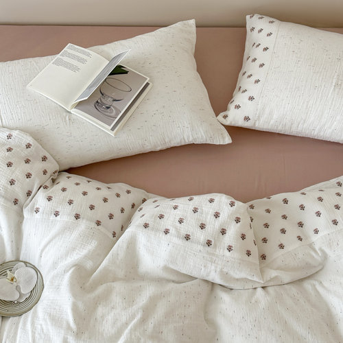 风信子法式全棉双层纱床单柔软全棉裸睡被套清新少女心ins风床品