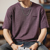 半袖 2025新款 宽松大码 夏季 重磅 竹节纯棉短袖 简约体恤美式 t恤男士