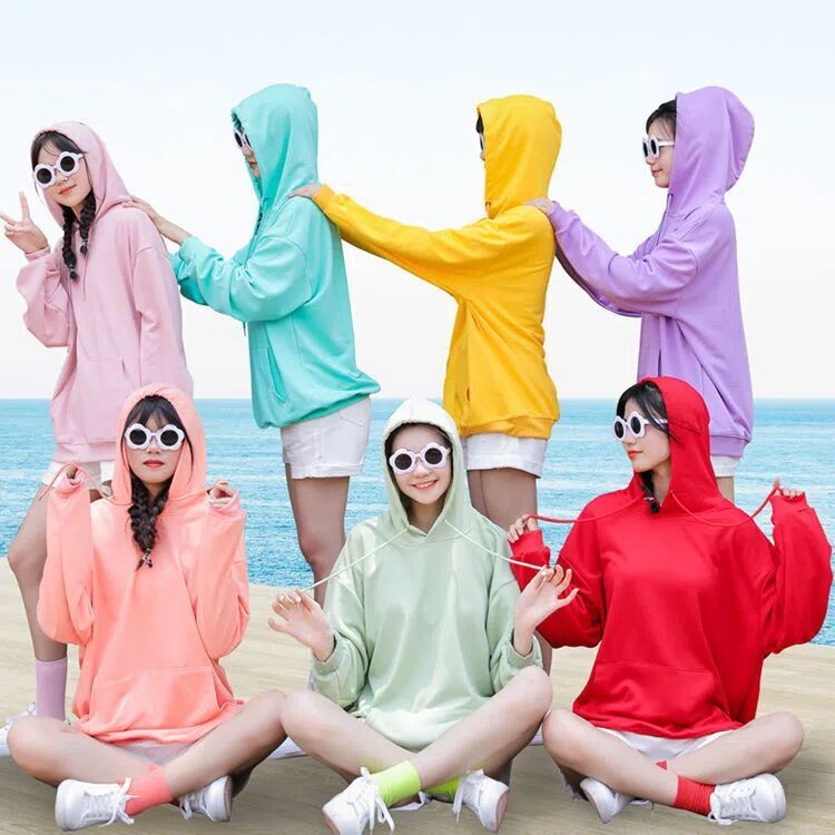 姐妹装糖果彩色卫衣女春秋款连帽长袖闺蜜装团体聚会拍照班服定制