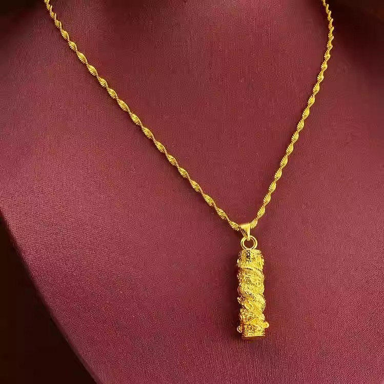 时尚不掉色越南沙金项链女仿真黄金色实心龙柱镀金套链锁骨链礼物