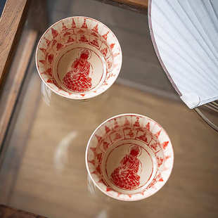 万佛莲花杯草木灰主人杯敦煌茶杯供杯个人专用品茗杯单杯功夫茶具
