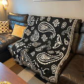 西海岸美国街头潮流高街腰果花装 饰挂毯沙发毯盖毯床毯毛毯针织毯