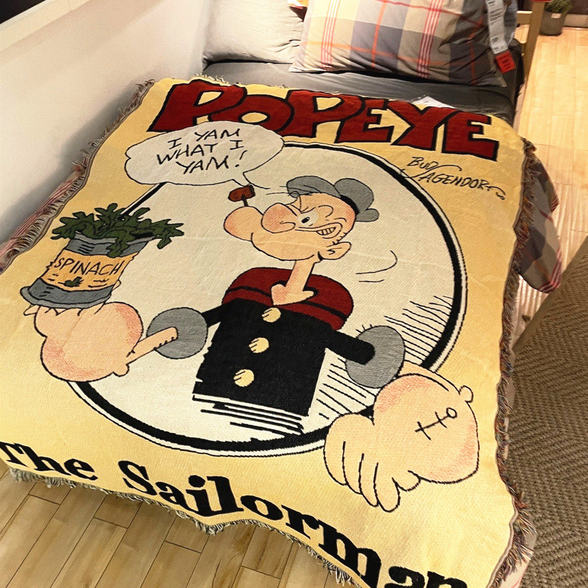 卡通人物毛毯大力水手吃菠菜装饰毯潮流挂毯空调毯地毯沙发毯包邮