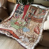 美式 复古小熊摇椅午睡沙发毯盖布沙发巾高级感挂毯民宿宿舍床尾毯