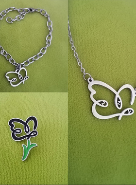 不锈钢女生张真源蝴蝶项链手链