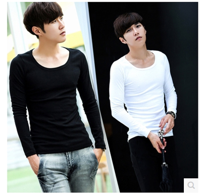 秋冬黑色低领紧身套头韩版打底衫