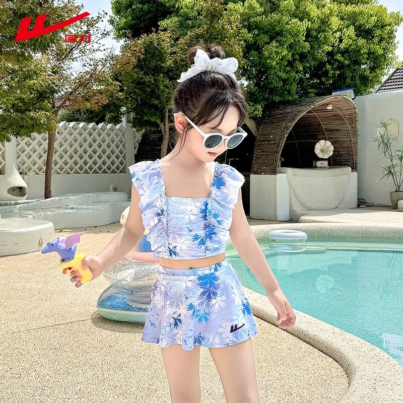 回力儿童泳衣女童2025新款小童宝宝短袖防晒女孩可爱甜美游泳套装