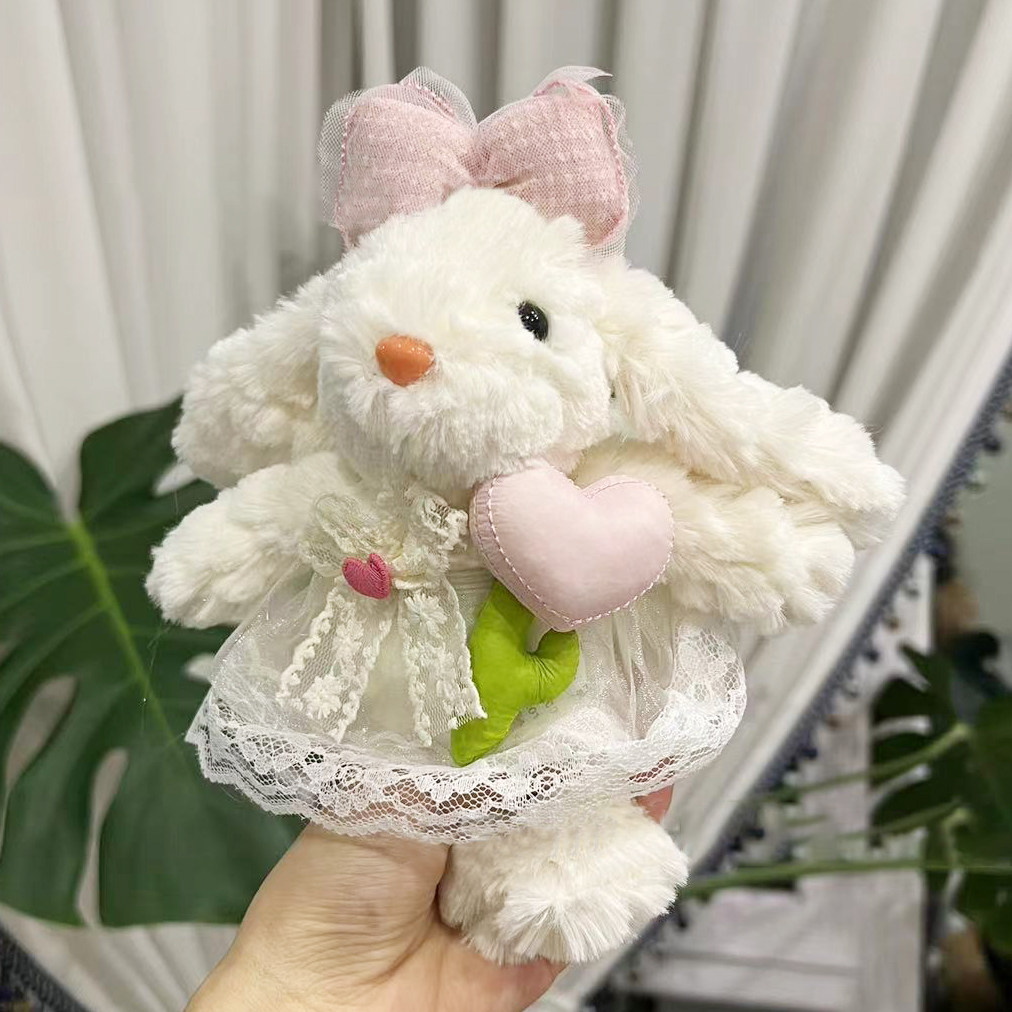 粉桃爱心邦尼兔大耳朵兔子干饭兔包挂件