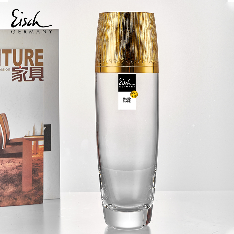 德国EISCH艾奢进口高档描金水晶玻璃花瓶家用客厅水养插花瓶摆件